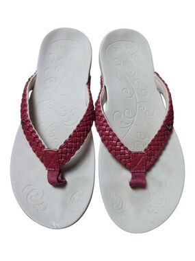 ZULLAZ | Mila Orthotic Flip Flops Thong Sandals Red Braided Strap Women's | 10